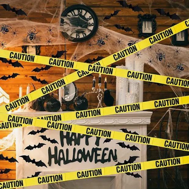 Halloween Safety Quarantine Warning Tape - Horror decorations for parties, bars and outdoor events, perfect for Halloween, Oktoberfest, Day of the Dead---z