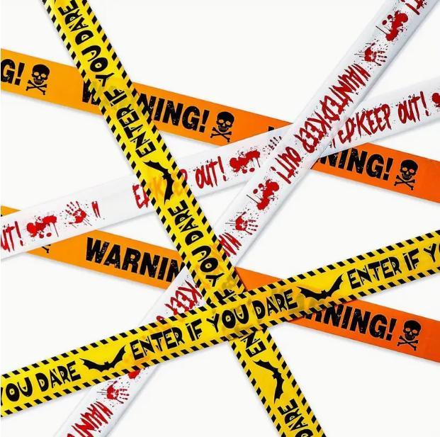 Halloween Safety Quarantine Warning Tape - Horror decorations for parties, bars and outdoor events, perfect for Halloween, Oktoberfest, Day of the Dead---z