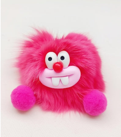 Fluffy Clown,Cuddly Clutch Keychain,Sausage Lips Wacky Rabbit Teeth Bag Charm Keychain---z