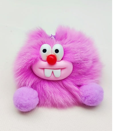 Fluffy Clown,Cuddly Clutch Keychain,Sausage Lips Wacky Rabbit Teeth Bag Charm Keychain---z