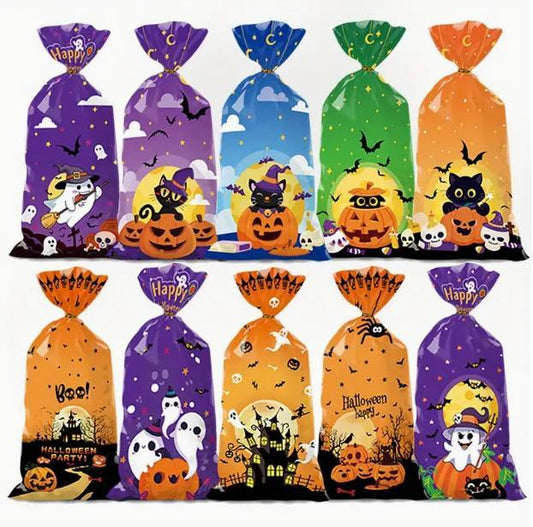 Halloween Candy Gift Bag Set - Durable PP materials, diverse ghost and pumpkin designs - Small gift for trick-or-treating parties --z