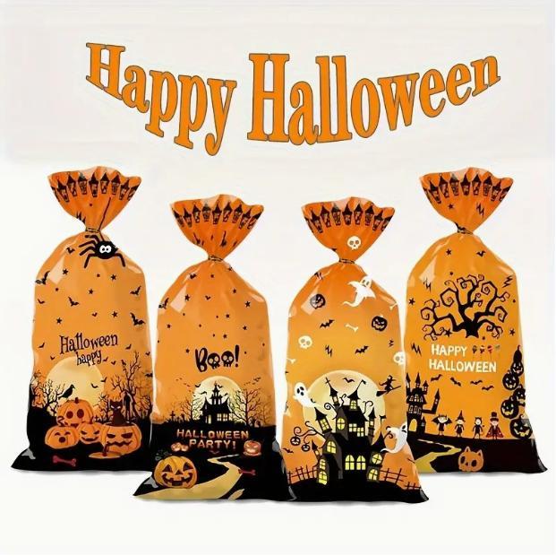 Halloween Candy Gift Bag Set - Durable PP materials, diverse ghost and pumpkin designs - Small gift for trick-or-treating parties --z