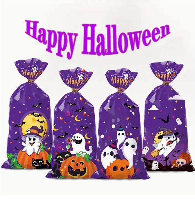 Halloween Candy Gift Bag Set - Durable PP materials, diverse ghost and pumpkin designs - Small gift for trick-or-treating parties --z