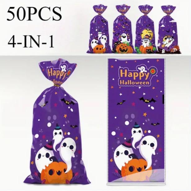 Halloween Candy Gift Bag Set - Durable PP materials, diverse ghost and pumpkin designs - Small gift for trick-or-treating parties --z