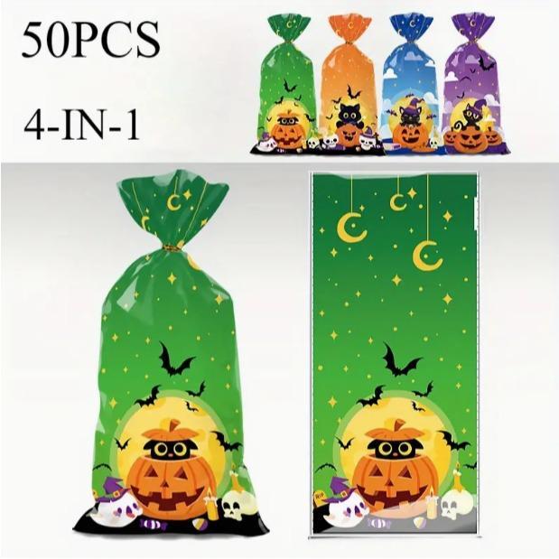 Halloween Candy Gift Bag Set - Durable PP materials, diverse ghost and pumpkin designs - Small gift for trick-or-treating parties --z