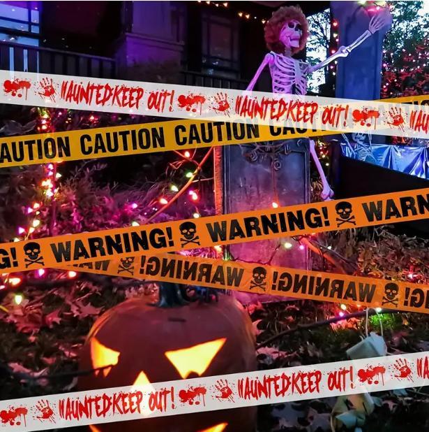 Halloween Safety Quarantine Warning Tape - Horror decorations for parties, bars and outdoor events, perfect for Halloween, Oktoberfest, Day of the Dead---z