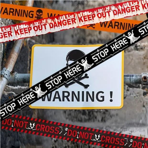 Halloween Safety Quarantine Warning Tape - Horror decorations for parties, bars and outdoor events, perfect for Halloween, Oktoberfest, Day of the Dead---z