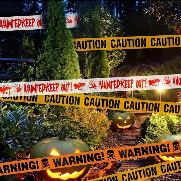 Halloween Safety Quarantine Warning Tape - Horror decorations for parties, bars and outdoor events, perfect for Halloween, Oktoberfest, Day of the Dead---z