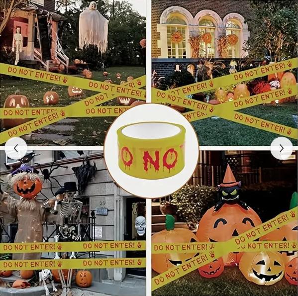 Halloween Safety Quarantine Warning Tape - Horror decorations for parties, bars and outdoor events, perfect for Halloween, Oktoberfest, Day of the Dead---z